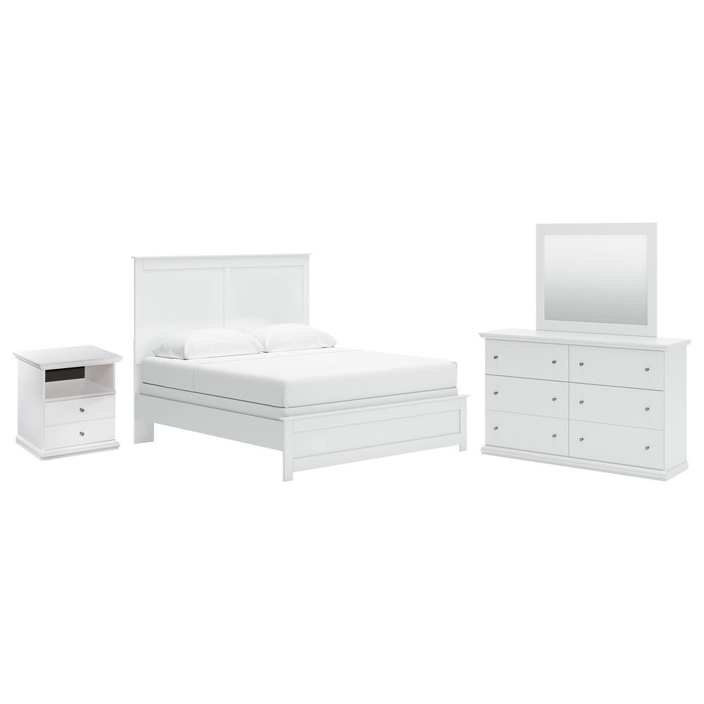 Ashley Bostwick Shoals 4-Piece King Panel Bedroom Set in White, , large