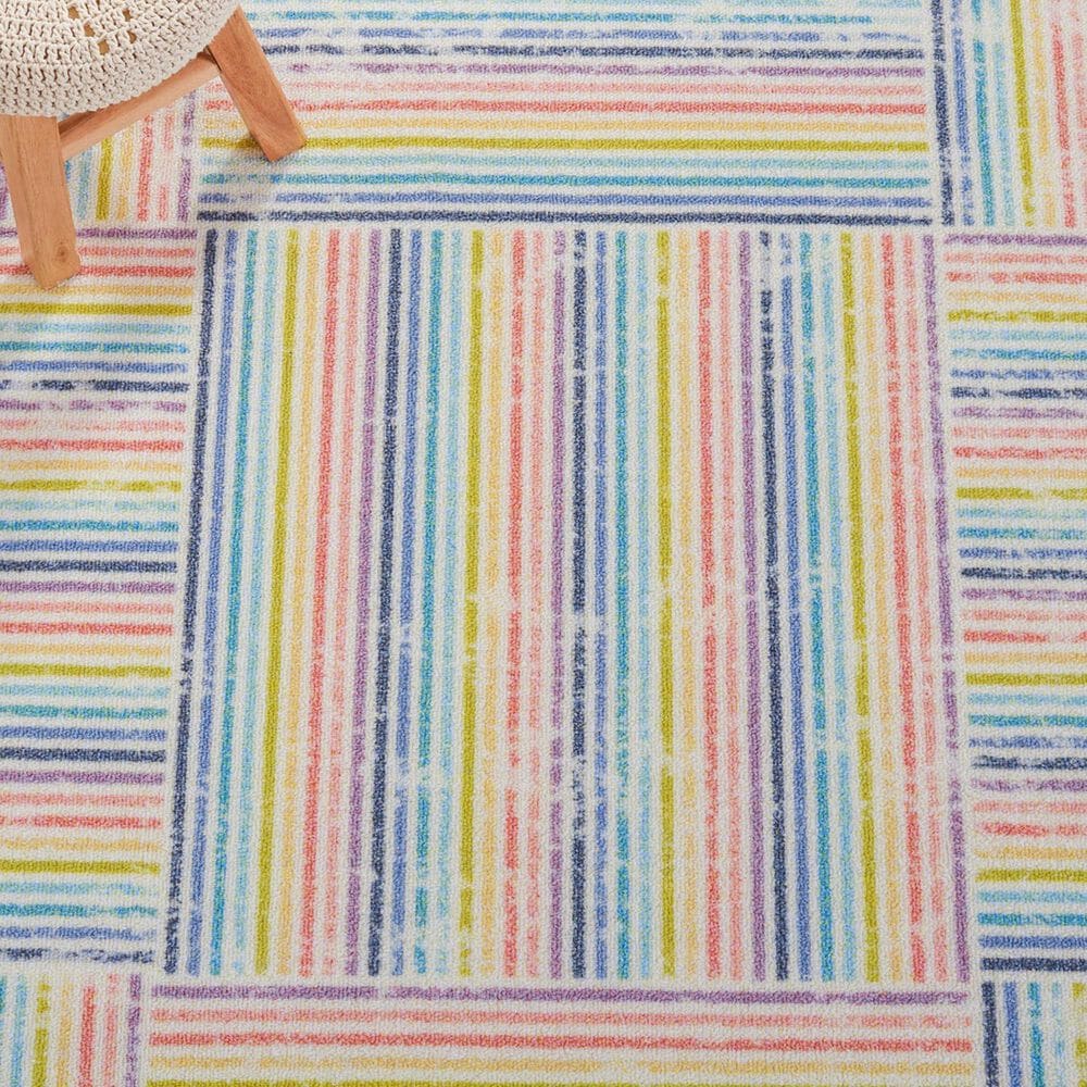 Safavieh Kids Playhouse Geometric 6'7" x 9' Ivory and Blue Rug, , large