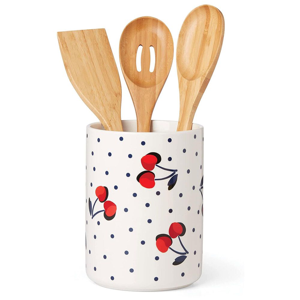 Kate Spade New York Vintage Cherry Dot Utensil Crack with Servers, , large