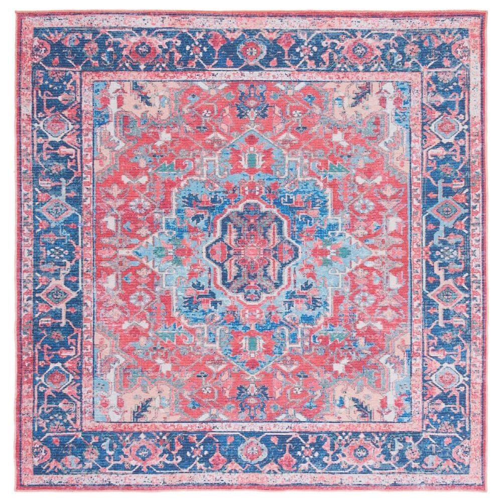Safavieh Serapi SEP518 6"7" Square Navy and Red Area Rug, , large