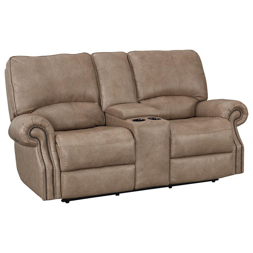 Bassett Prescott Power Console Loveseat with Power Headrest in Wheat, , large