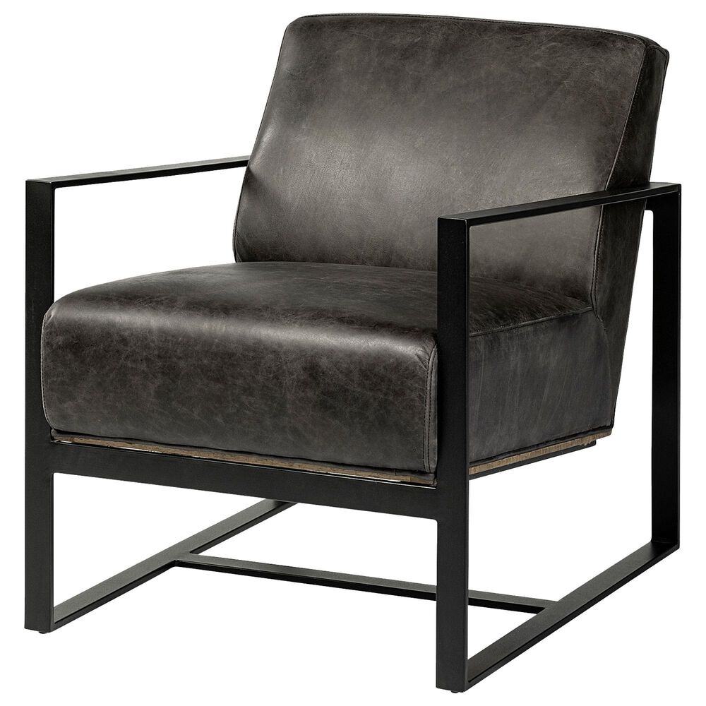 Mercana Stamford I Leather Chair in Ebony and Matte Black, , large