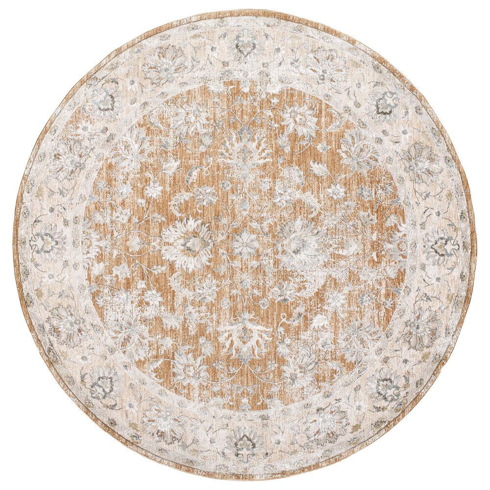 Surya Brunswick Light Brown, Cream, Medium Brown, Light Gray, Charcoal and Mustard 5"3" Round Area Rug, , large
