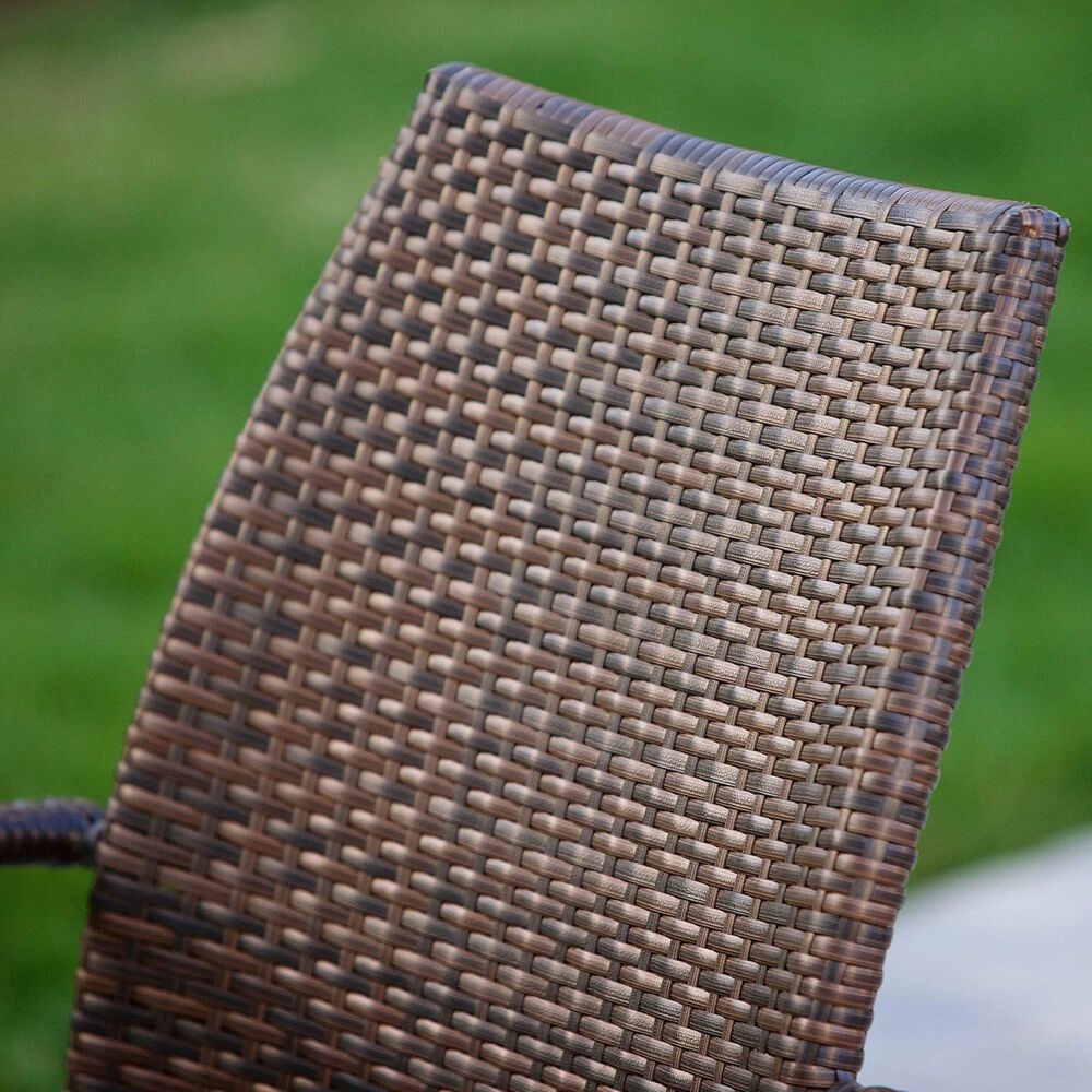 Hearth and Haven Patio Wicker Dining Chair with Sleek Frame and Tapered Leg in Brown &#40;Set of 2&#41;, , large