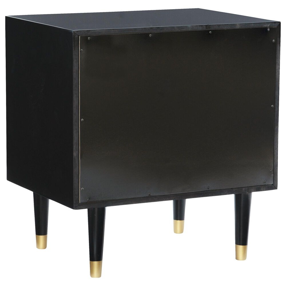 Linon Home Decor Geo 2-Drawer Texture Nightstand in Black and Gold, , large
