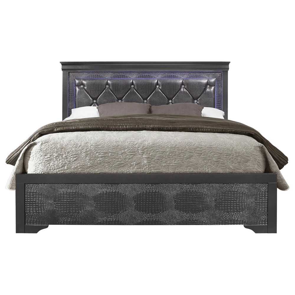 Global Furniture USA Pompei King Bed in Metallic Grey, , large