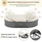 HOMLUX 2-Person Outdoor Daybed with Adjustable Backrests and Foldable Cup Trays in Beige, , large