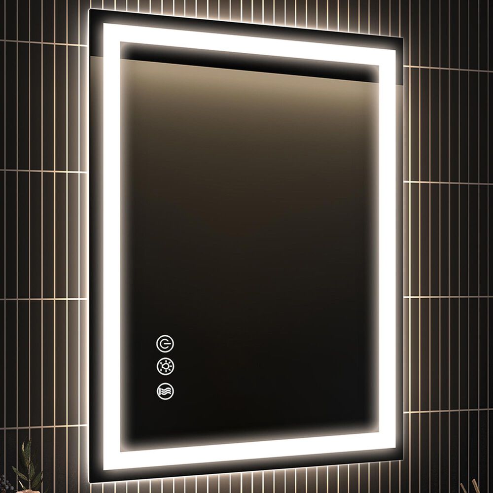 HOMLUX 20" x 28" LED Bathroom Makeup Mirror in Silver, , large