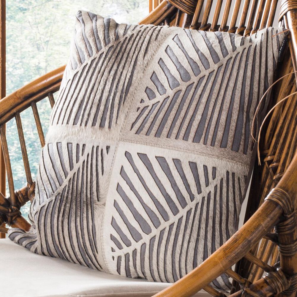 Safavieh Palm Cowhide Pillow in Gray, , large