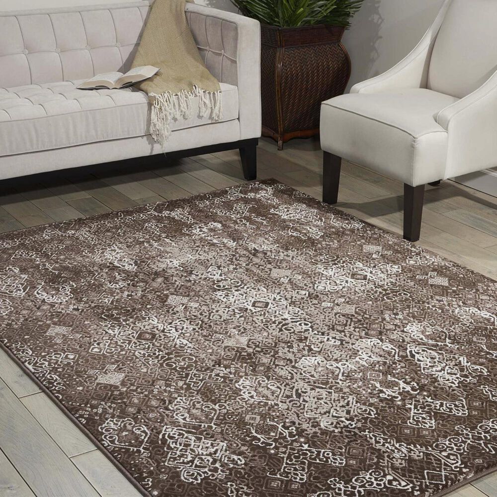Nourison Karma KRM04 9"3" x 12"9" Mocha Area Rug, , large
