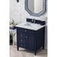 James Martin Vanities Brittany 30" Single Bathroom Vanity in Victory Blue with 3 cm Carrara White Marble Top and Rectangle Sink, , large
