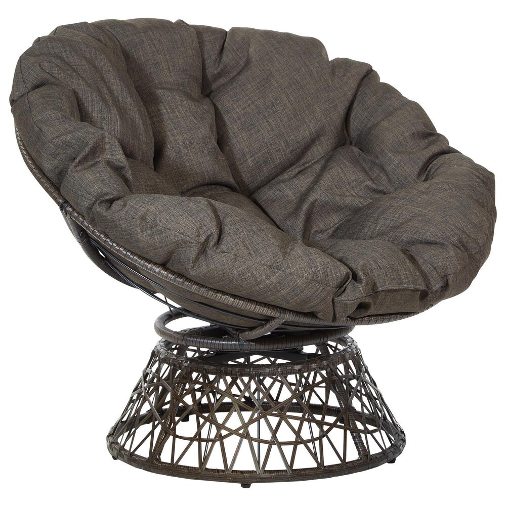 Valor Living Papasan Swivel Chair in Brown, , large