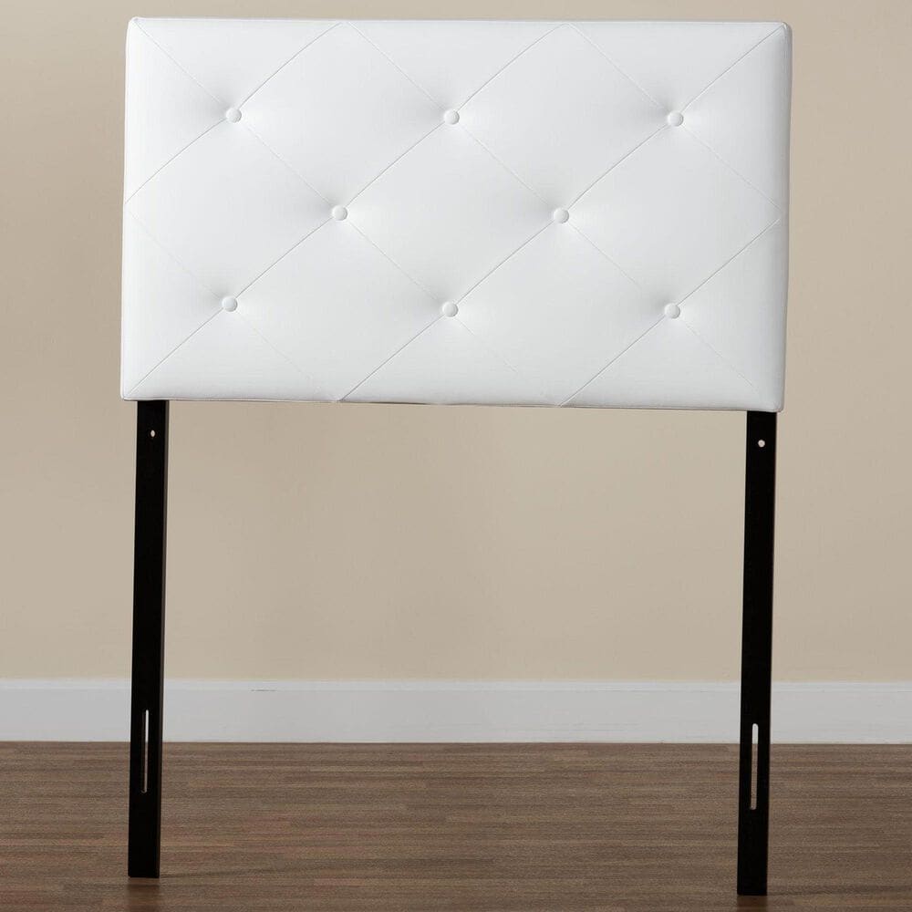 Baxton Studio Baltimore Twin Upholstered Headboard in White, , large