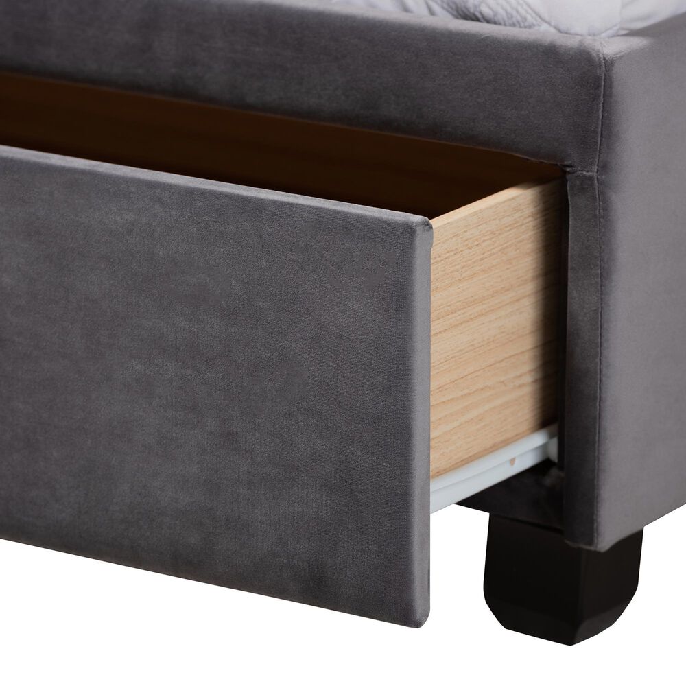 Baxton Studio Caronia Queen Upholstered Storage Bed in Grey, , large
