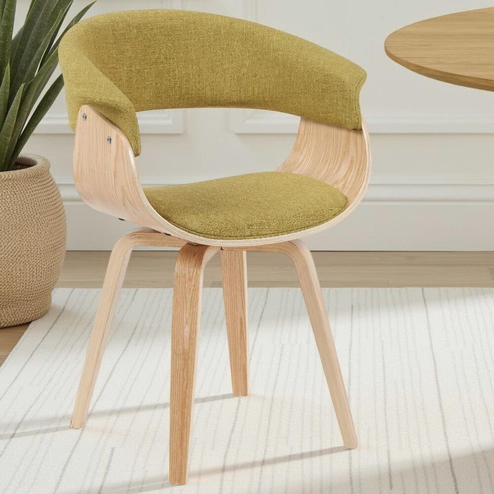 Armen Living Summer Arm Chair with Green Upholstery in Oak, , large