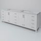 Lexora Home Jacques 84" Double Bathroom Vanity in White with 2 cm White Carrara Marble Top and Rectangular Sinks, , large
