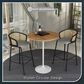 Leisuremod LeisureMod Verve Collection Modern Bar Height Table White Base with 36 Round Cognac Brown MDF Top, , large