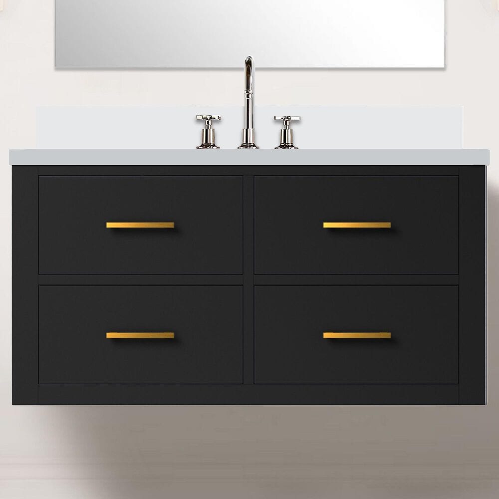 Lexora Home Castor 36&quot; Single Bathroom Vanity in Black with 2 cm White Quartz Top and Rectangular Sink, , large