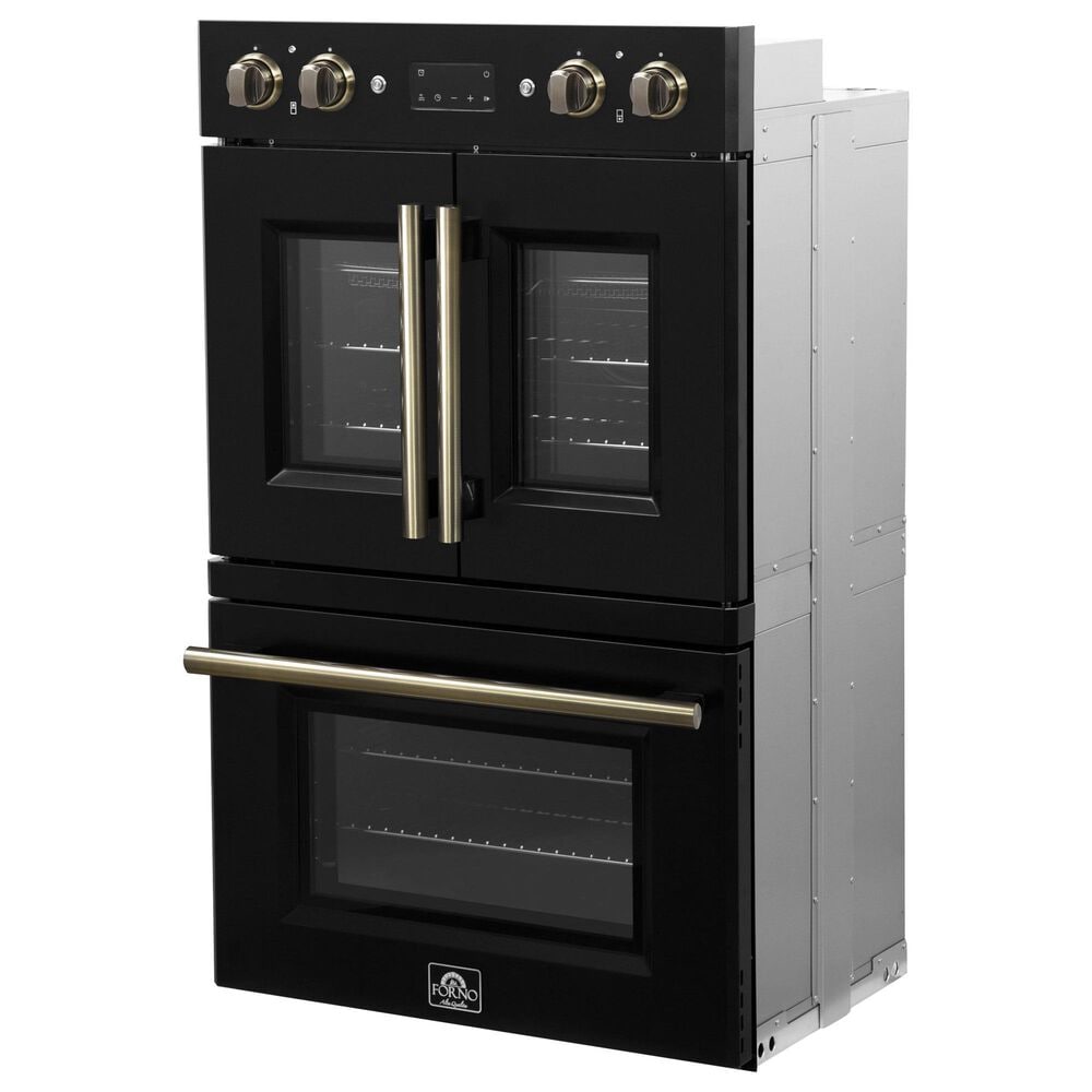 Forno Asti 30" Double Electric Wall Oven with Upper French Door in Black, , large
