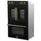 Forno Asti 30" Double Electric Wall Oven with Upper French Door in Black, , large