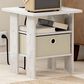HOMLUX USB and Type-C Port Charging Station End Table with Ivory Storage Bin in Marble White, , large