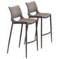 Zuo Modern Ace Bar Stool in Gray and Dark Brown (Set of 2), , large