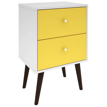 Living Essentials Liberty 2 Drawer Nightstand in White and Yellow, , large