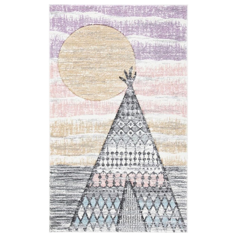 Safavieh Carousel Outer Space 3"3" x 5"3" Grey and Pink Kids Area Rug, , large