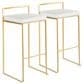 Lumisource Fuji Stackable Barstool with White Faux Leather in Gold (Set of 2), , large