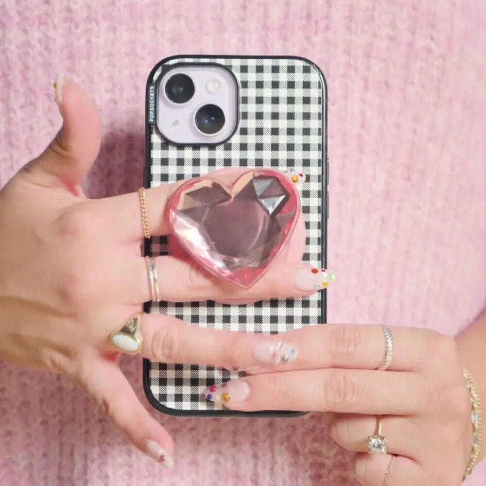 PopSockets MagSafe Circle PopGrip in Crystal Heart Neon Pink, , large