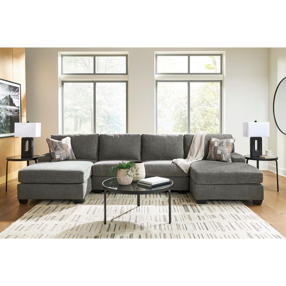 Ashley Clarington 3-Piece Symmetrical Sectional with Double Chaise in Greystone, , large
