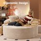 HOMLUX 59" Plush Corduroy Round Chair in Beige, , large