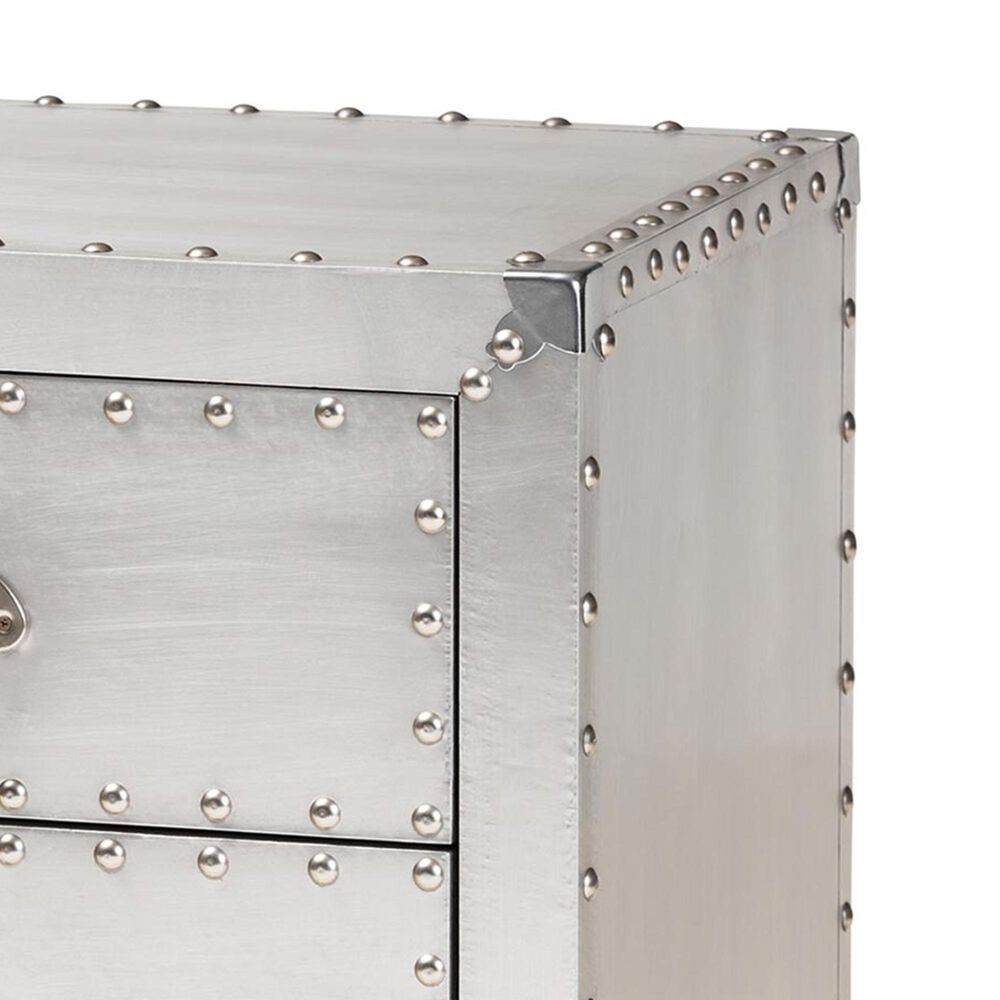Baxton Studio Claude 3-Drawer Nightstand in Silver, , large