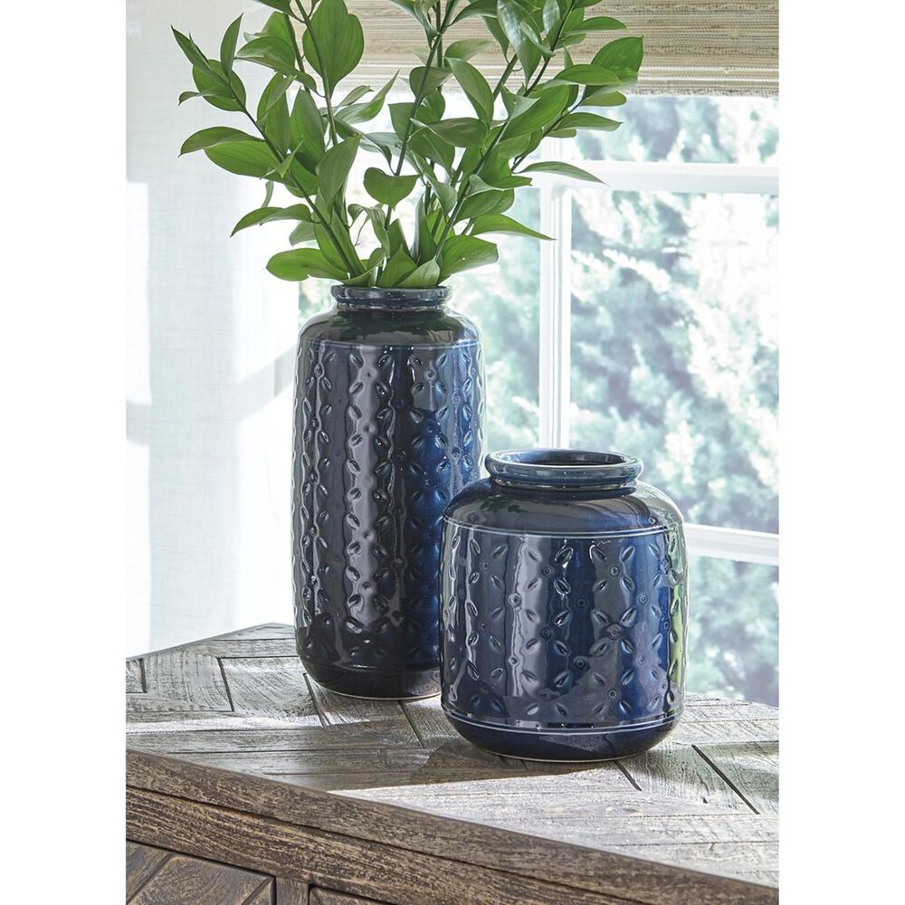 Ashley Marenda Vase Set in Navy Blue &#40;Set of 2&#41;, , large