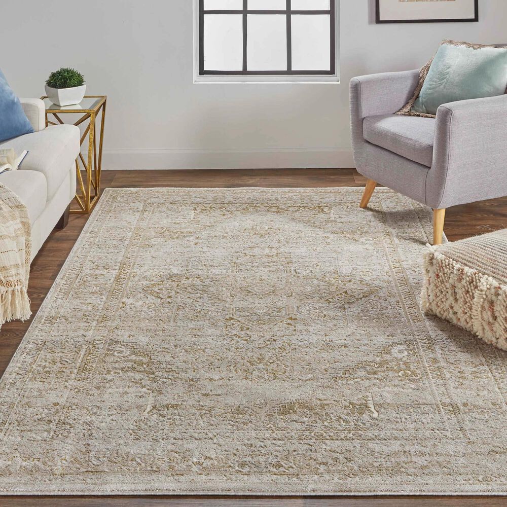 Feizy Aura 3734F 3&#39;11&quot; x 6&#39; Brown and Gold Area Rug, , large