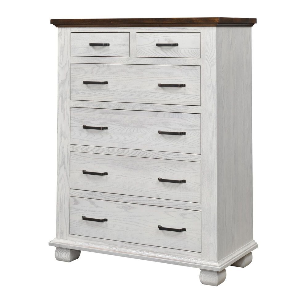 Briarwood Town Hall 6 Drawer Chest in Rustic Cherry Top and Aged White, , large