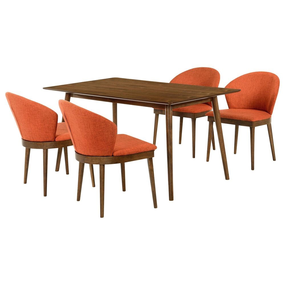 Blue River Westmont and Juno 5-Piece Dining Set with Orange Cushion in Walnut, , large