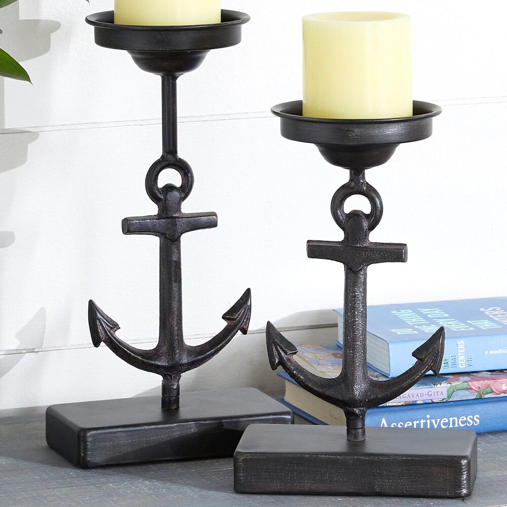 Maple and Jade Anchor Candle Holder in Black &#40;Set of 2&#41;, , large