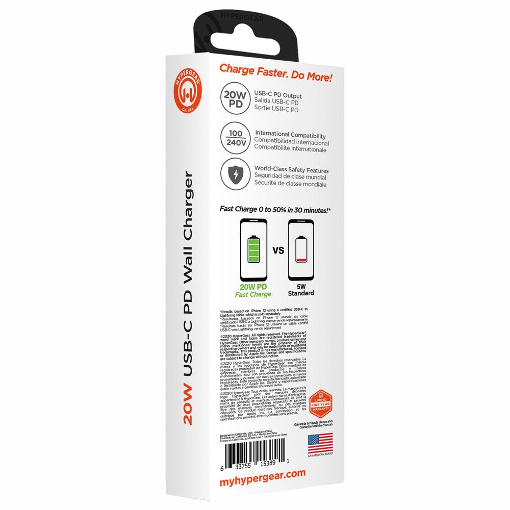 Hypergear 20W USB-C PD Wall Charger in White, , large