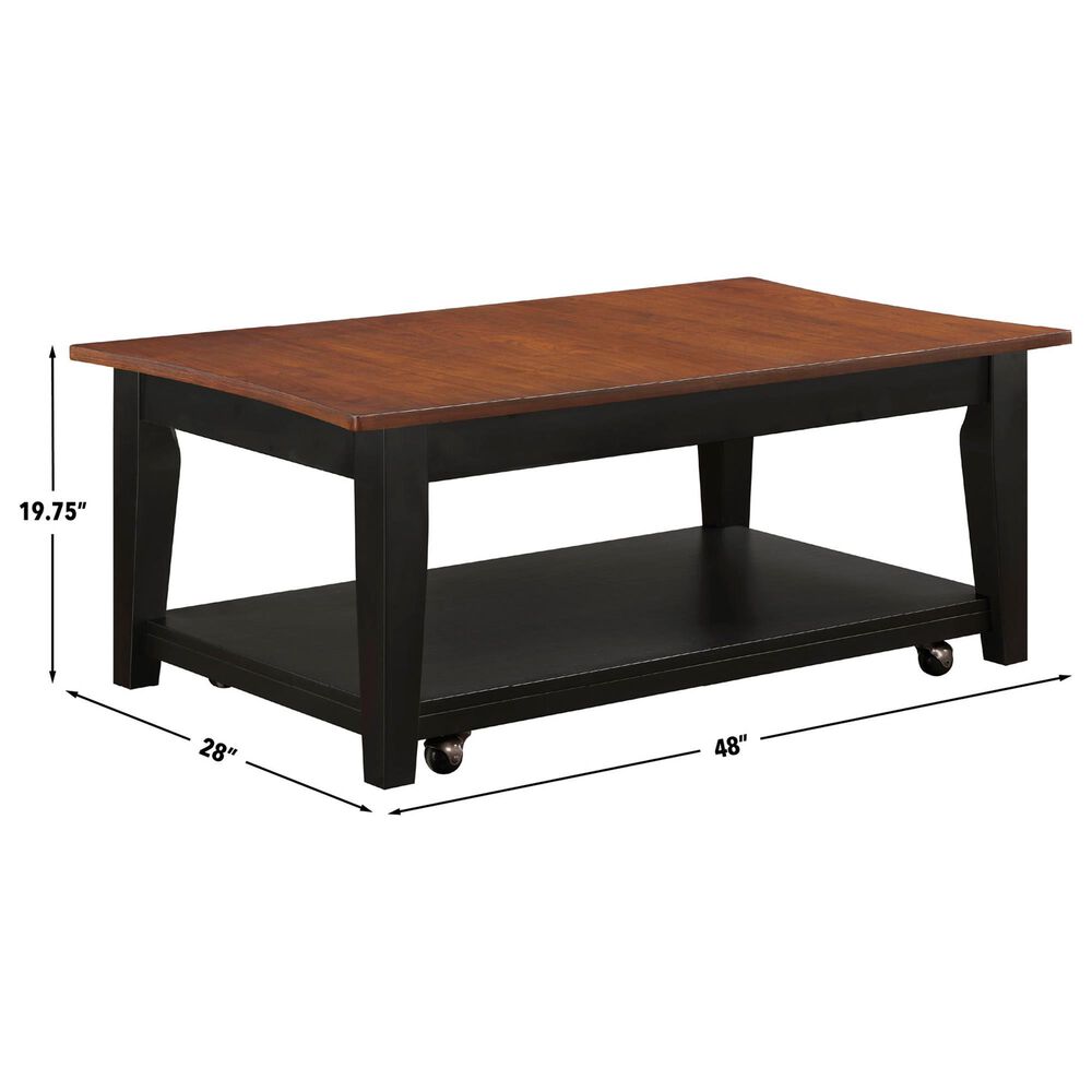 Crystal City Joplin Lift Top Cocktail Table with Casters in Walnut and Ebony, , large