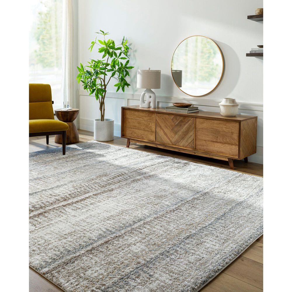 Surya Portofino Cream, Taupe, Tan, Light Slate, Medium Brown and Light Blue 5&#39;3&quot; x 7&#39; Area Rug, , large