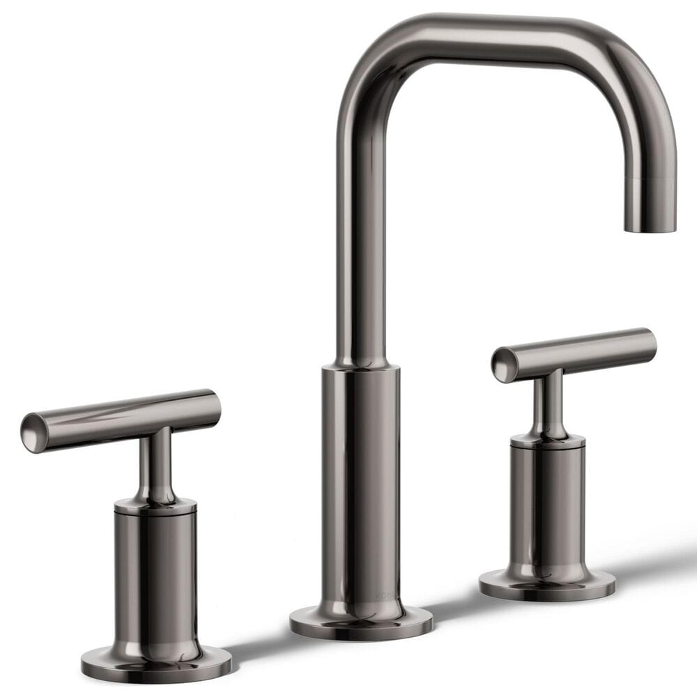 Kohler Purist Widespread Bathroom Sink Faucet with Lever Handles and High Gooseneck Spout in Vibrant Titanium, , large
