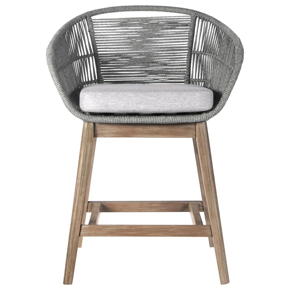Blue River Tutti Frutti Patio Counter with Grey Cushion in Aged Teak, , large