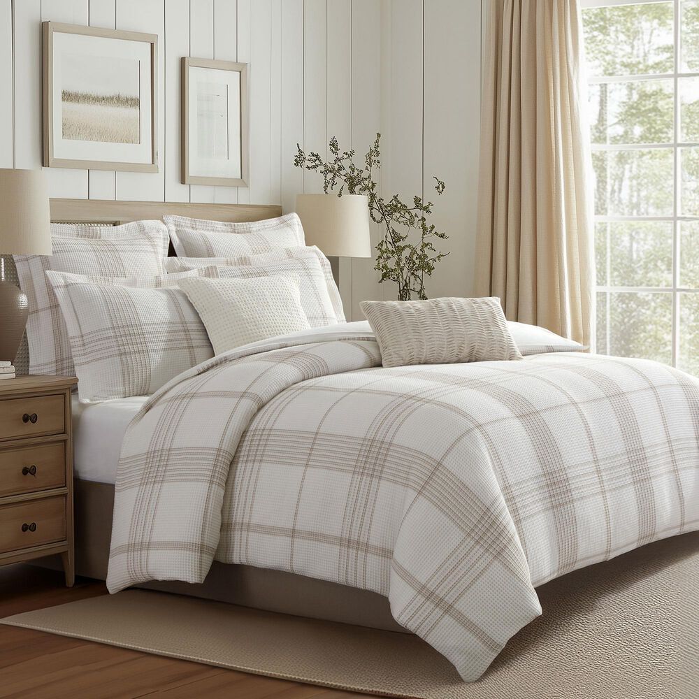 Levtex Waffle Plaid 3-Piece King/California King Comforter Set in Taupe and Cream, , large