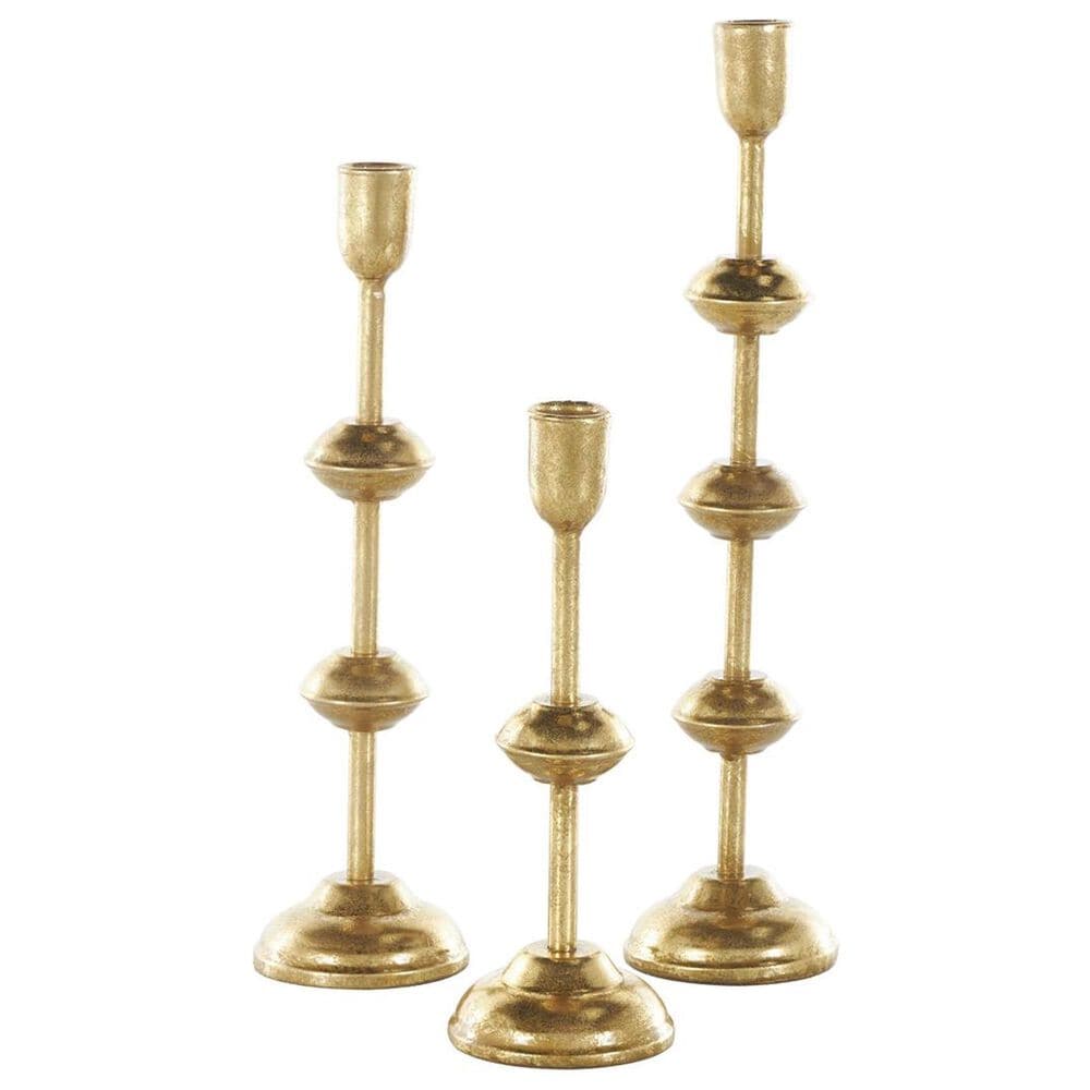 Maple and Jade Slim Decorative Candle Holder with Floating Spheres in Gold (Set of 3), , large