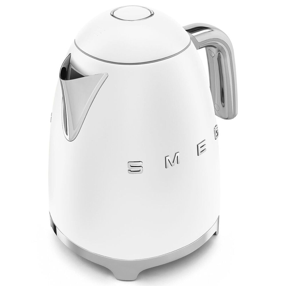 SMEG Retro Style 7-Cup Electric Kettle in Matte White and Polished Chrome, , large