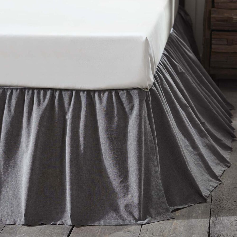 VHC Chambray King Bed Skirt in Charcoal, , large