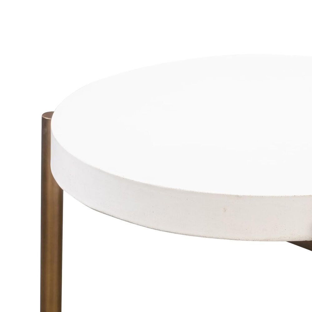 Urban Home Lyon Round End Table in Ivory and Brushed Bronze, , large