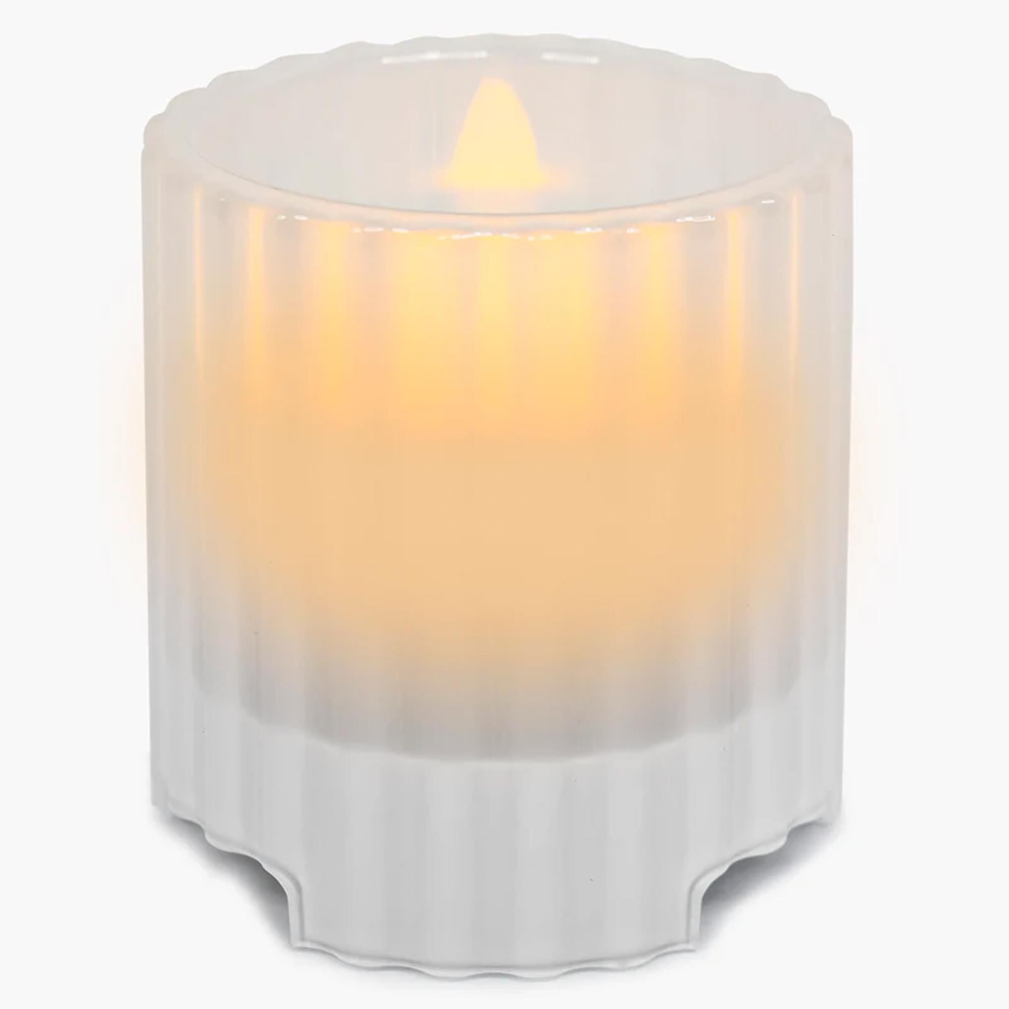 iHome Flameless Candle with Bluetooth Speaker LED Candle with Rechargeable Battery White NFM
