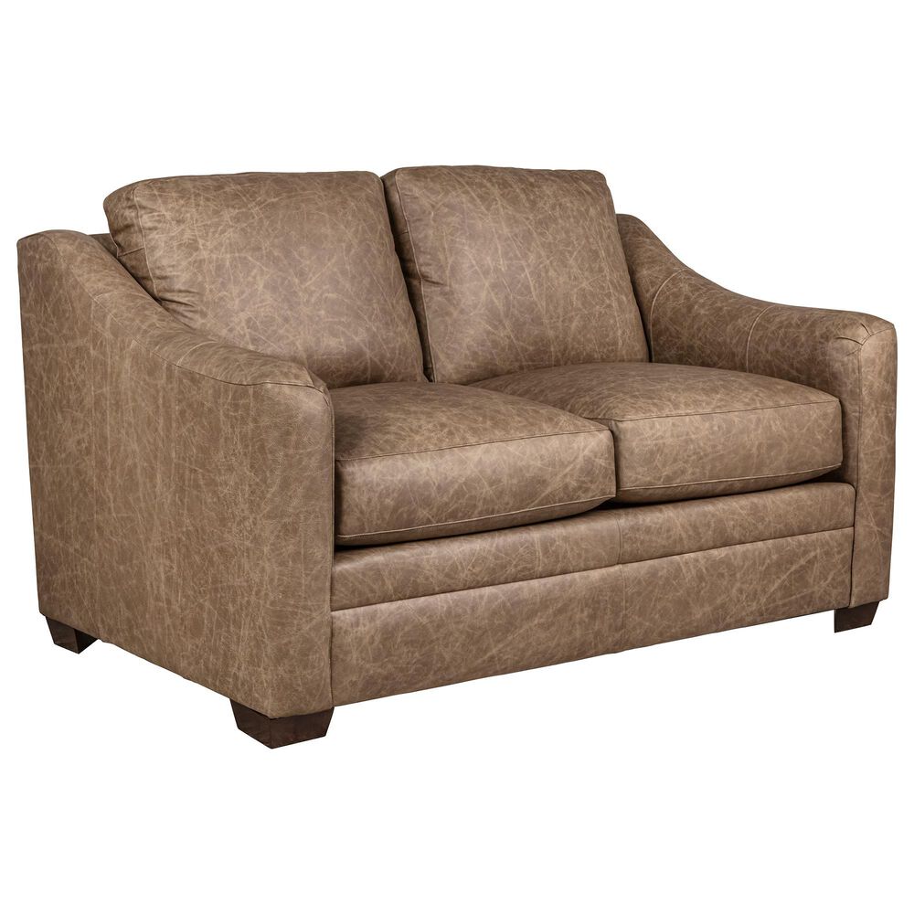 Hickorycraft Leather Stationary Loveseat in Winslow, , large